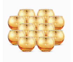 Set of 12 Gold Speckled Glass Tealight Holders - Elegant Home Décor for Weddings, Parties, and Everyday Use