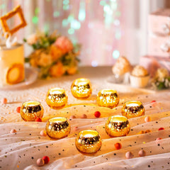 Set of 12 Gold Speckled Glass Tealight Holders - Elegant Home Décor for Weddings, Parties, and Everyday Use