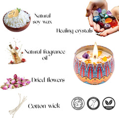 Scented Soy Wax Tin Candles Gift Pink Champagne, Apple & Cinnamon, Ocean Breeze Set 4X4.4oz with Infused with Crystals and Flower Aromatherapy (Copy)