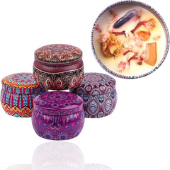 Scented Soy Wax Tin Candles Gift Pink Champagne, Apple & Cinnamon, Ocean Breeze Set 4X4.4oz with Infused with Crystals and Flower Aromatherapy (Copy)