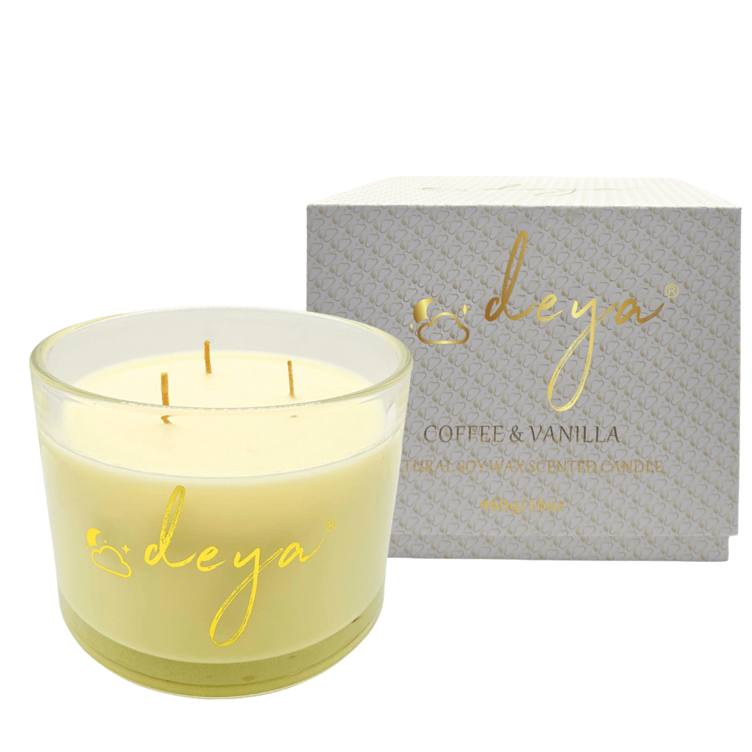 Deya COFFEE & VANILLA Natural Soy Wax Large Candle - 3 Wick Candles