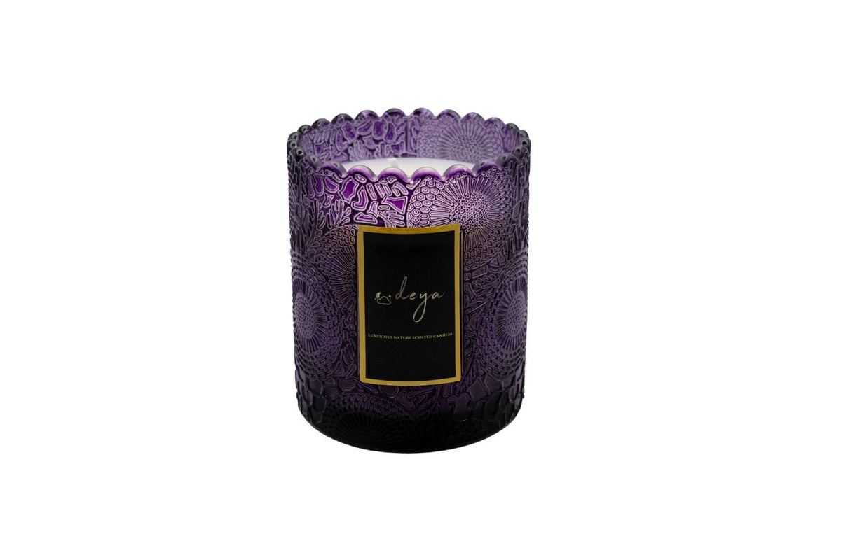 Deya Lavender Luxurious Nature Scented Colored Glass Candles