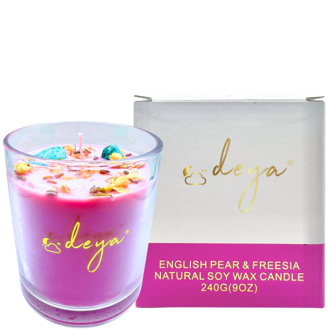 Deya English Pear & Freesia Natural Soy Wax Single Wick Candle