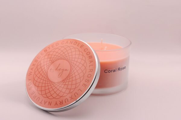 Coral Rose Natural soy wax candle - Image 3